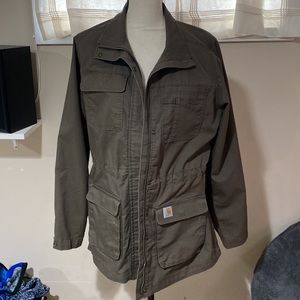 Gorgeous army green carharrt jacket size M drawstring waist to make fitted EUC